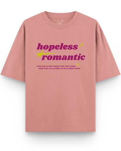 Hopeless Romantic Terry Drop Shoulder Oversized Unisex Tshirts by Sukhanvar