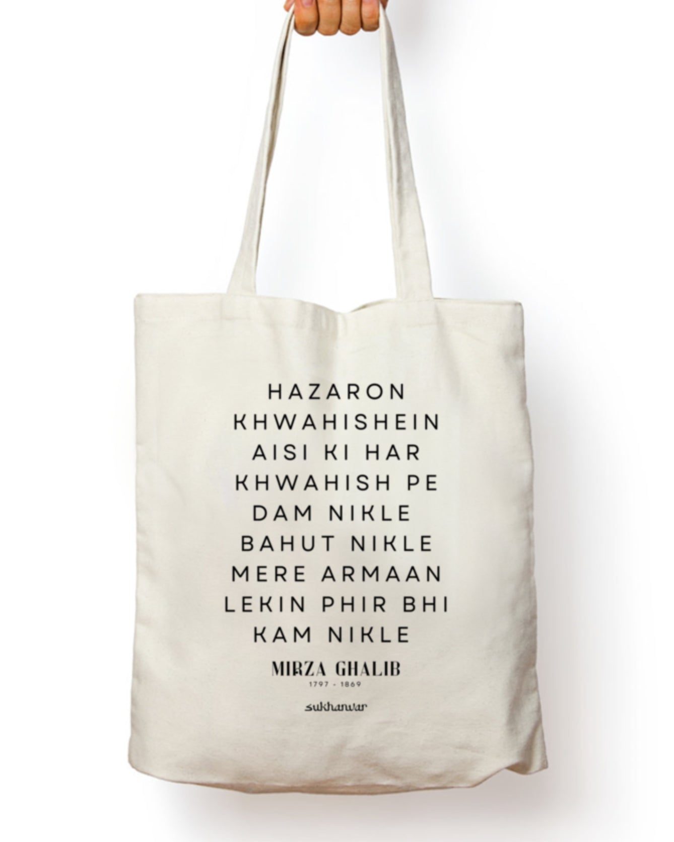 Mirza Ghalib Tote Bag (Hazaaro Khwahishein Aisi)